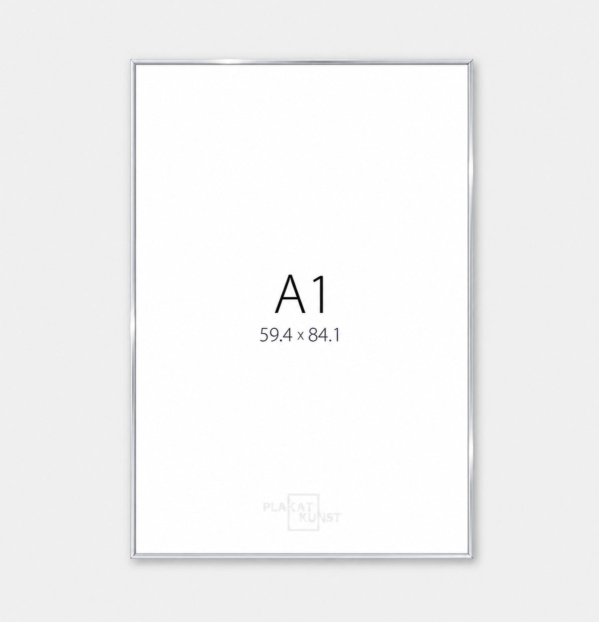 Blank sølv premium aluramme - Smal (6 mm) - A1 (59,4x84,1 cm)