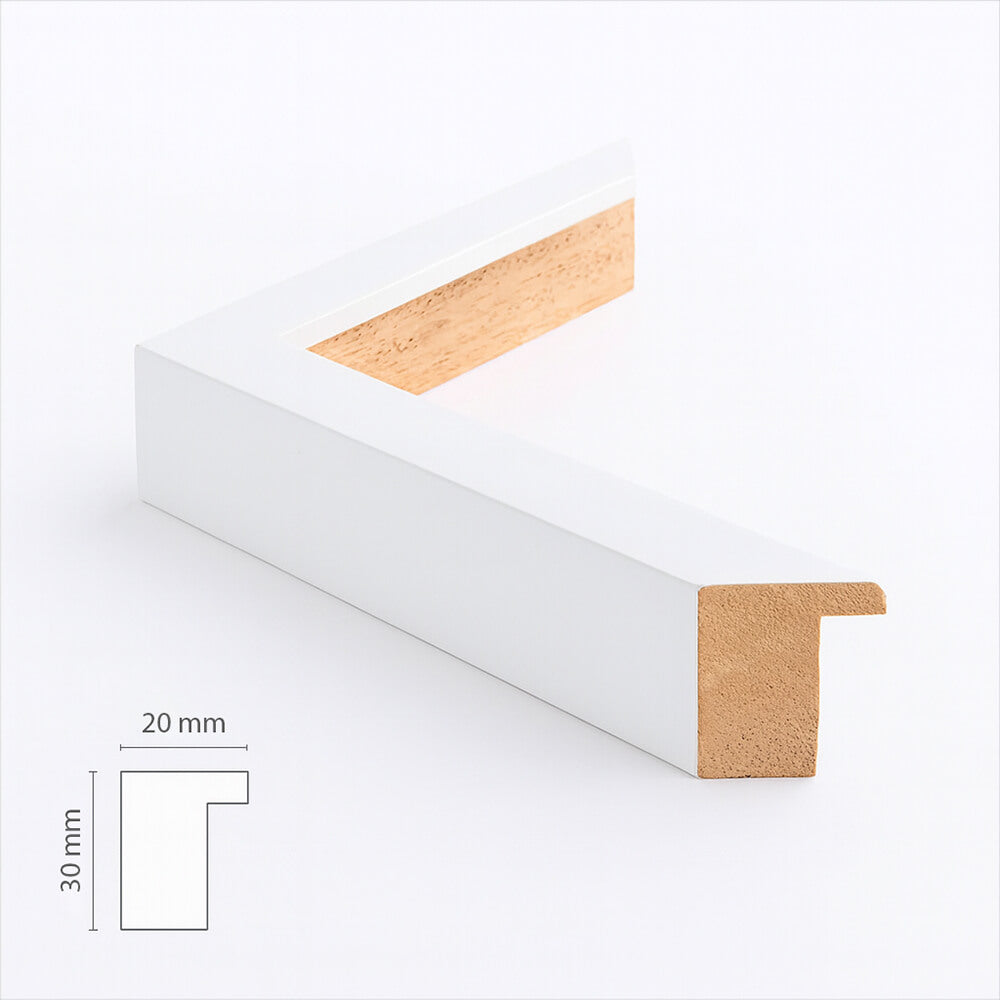 Hvid træramme - Bred (20x20 mm)