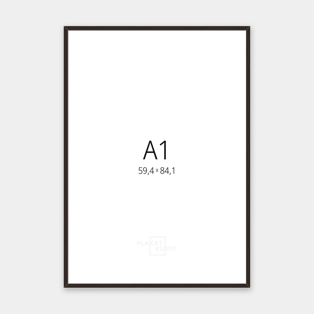 Mørk røget eg træramme med smal 15 mm front i A1 (59,4×84,1 cm)