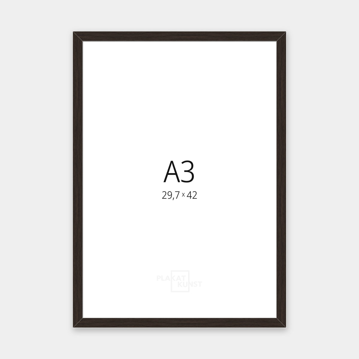 Mørk røget eg træramme med smal 15 mm front i A3 (29,7×42 cm)
