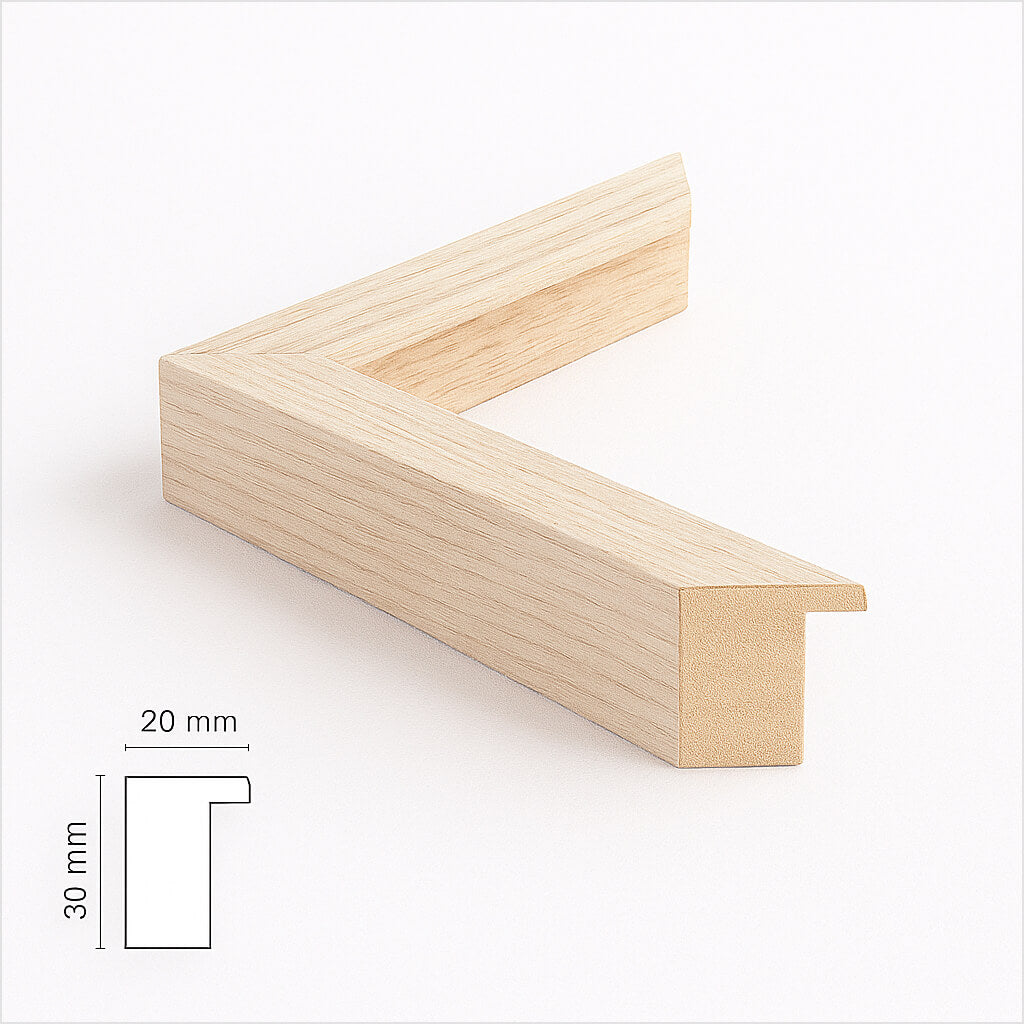 Lys eg træramme - Bred (20 mm) - Specialmål